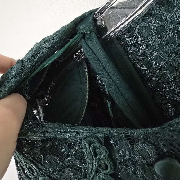 Dawn Joy Fashion Dress Size 6P Petite Green Lace Midi Women Dress USA Made - Picture 7 of 16